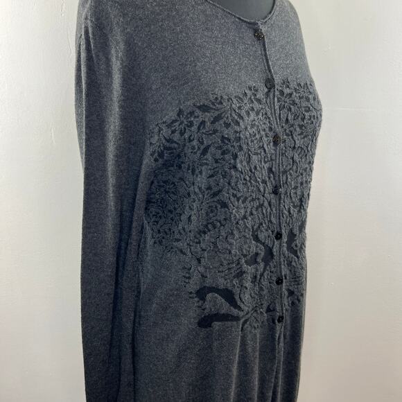 ALDO MARTINS Black Cotton Cashmere Jacquard Long Sleeve Button-Down Cardigan 12 - Picture 5 of 12